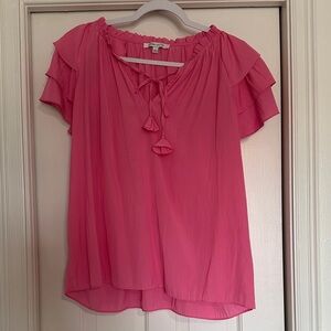 Rose & Olive Vibrant Pink Ruffled Blouse